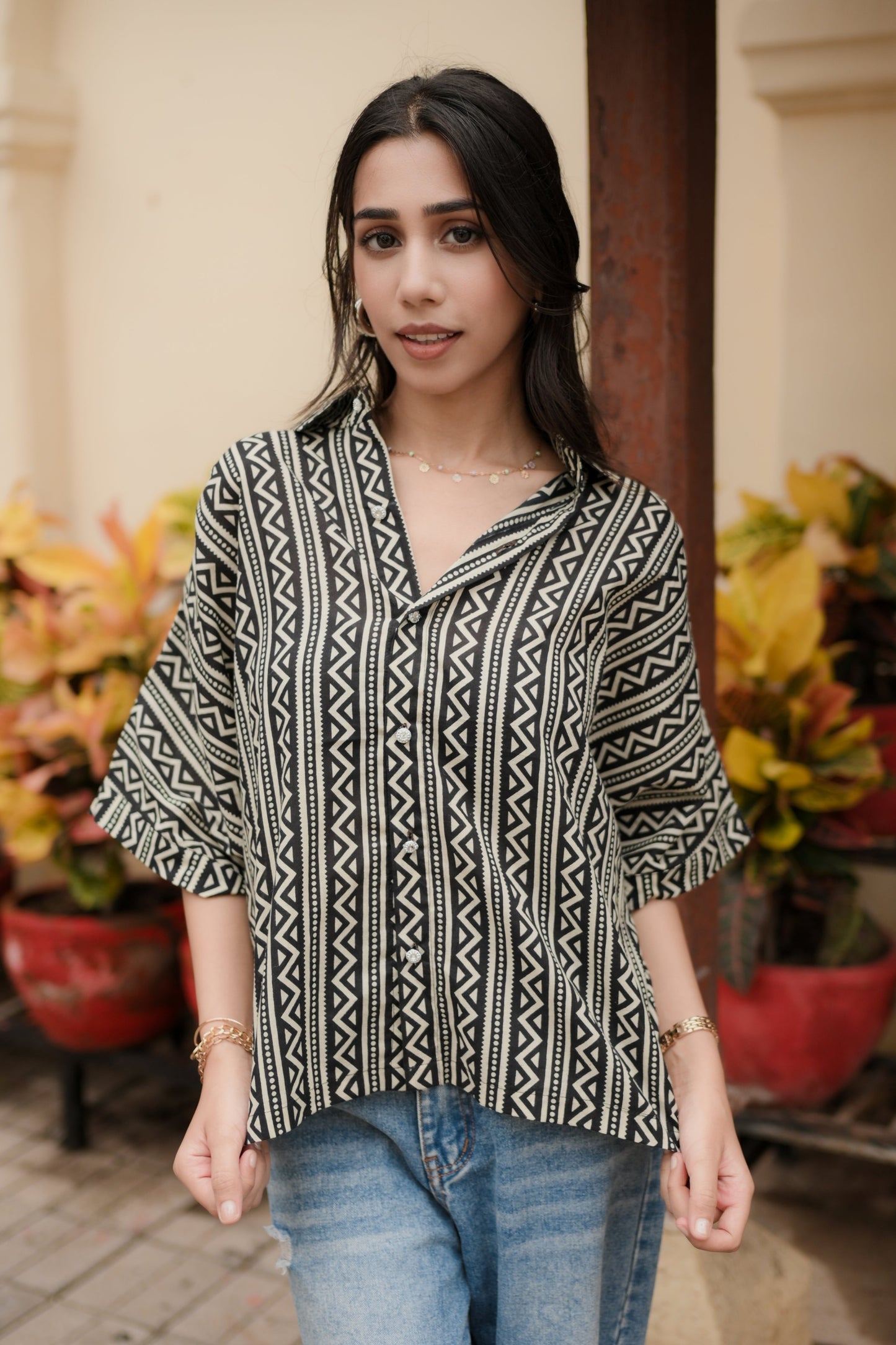 Geomatric Print Relaxed Shirt