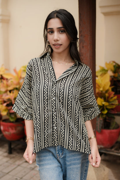 Geomatric Print Relaxed Shirt