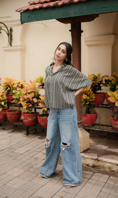 Geomatric Print Relaxed Shirt