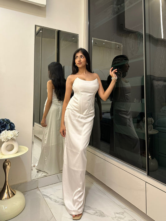 Monica Royal Satin Corset Set