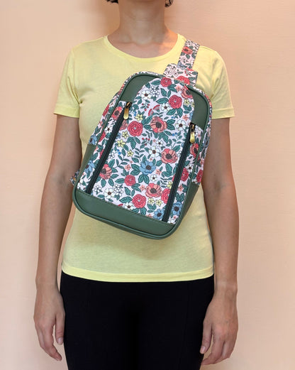 Floral Charm Chest & Back Handcrafted Backpack
