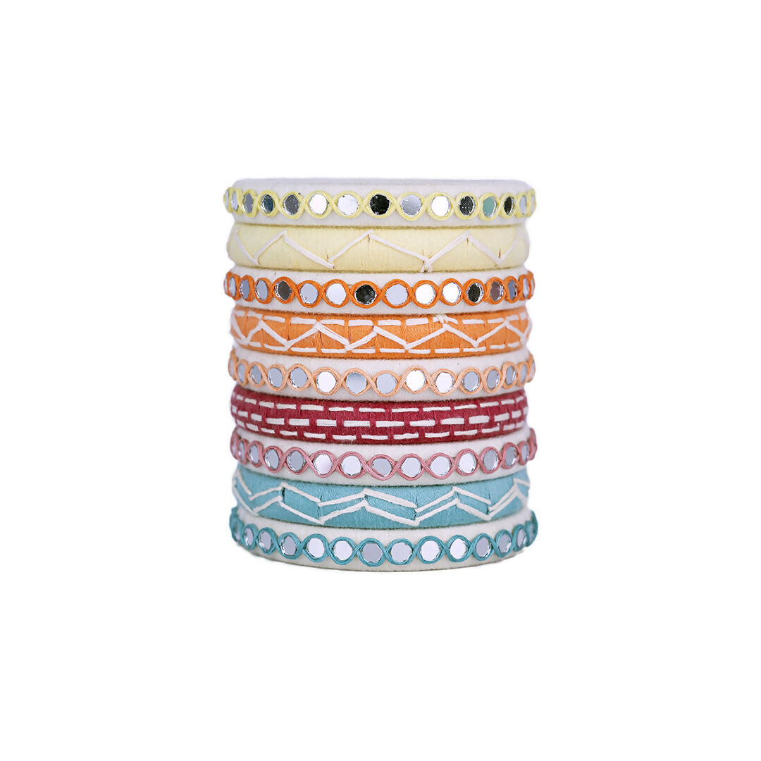 Ishi Multicolor Mirror Work Bangle Set