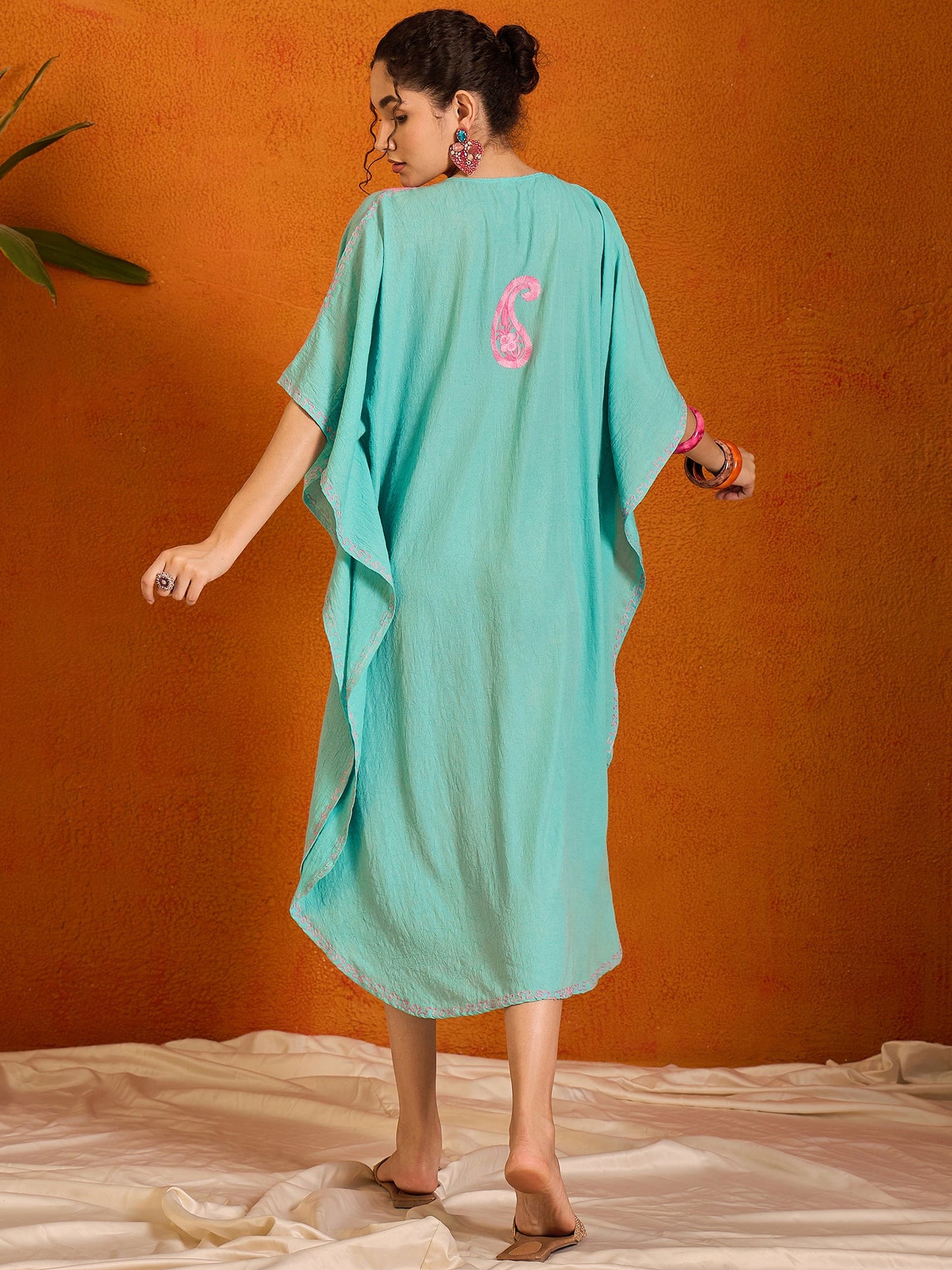 Arctic Blue Kashmiri Summer Kaftan - Long