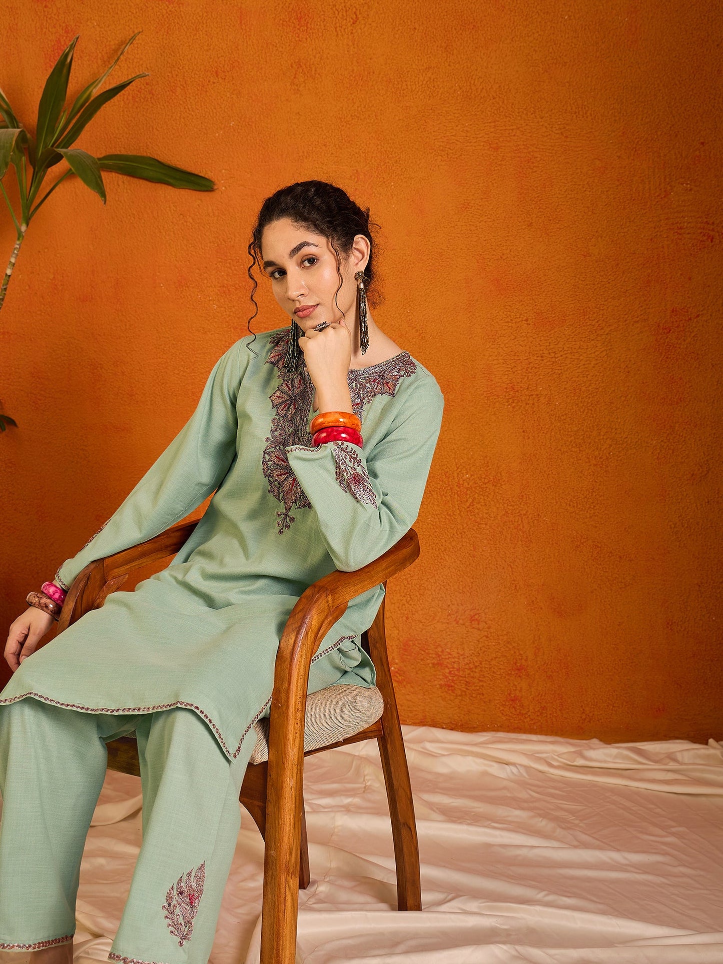 Maisa Kashmiri Green Kurta Co-ord Set