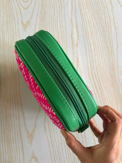 Pink And Green Handcrafted Sling Bag