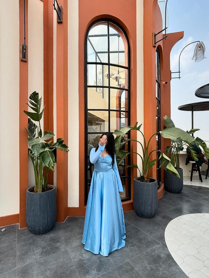 Blue Satin Ball Gown