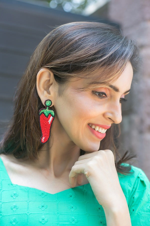 Haye Haye Mirchi Red Earrings