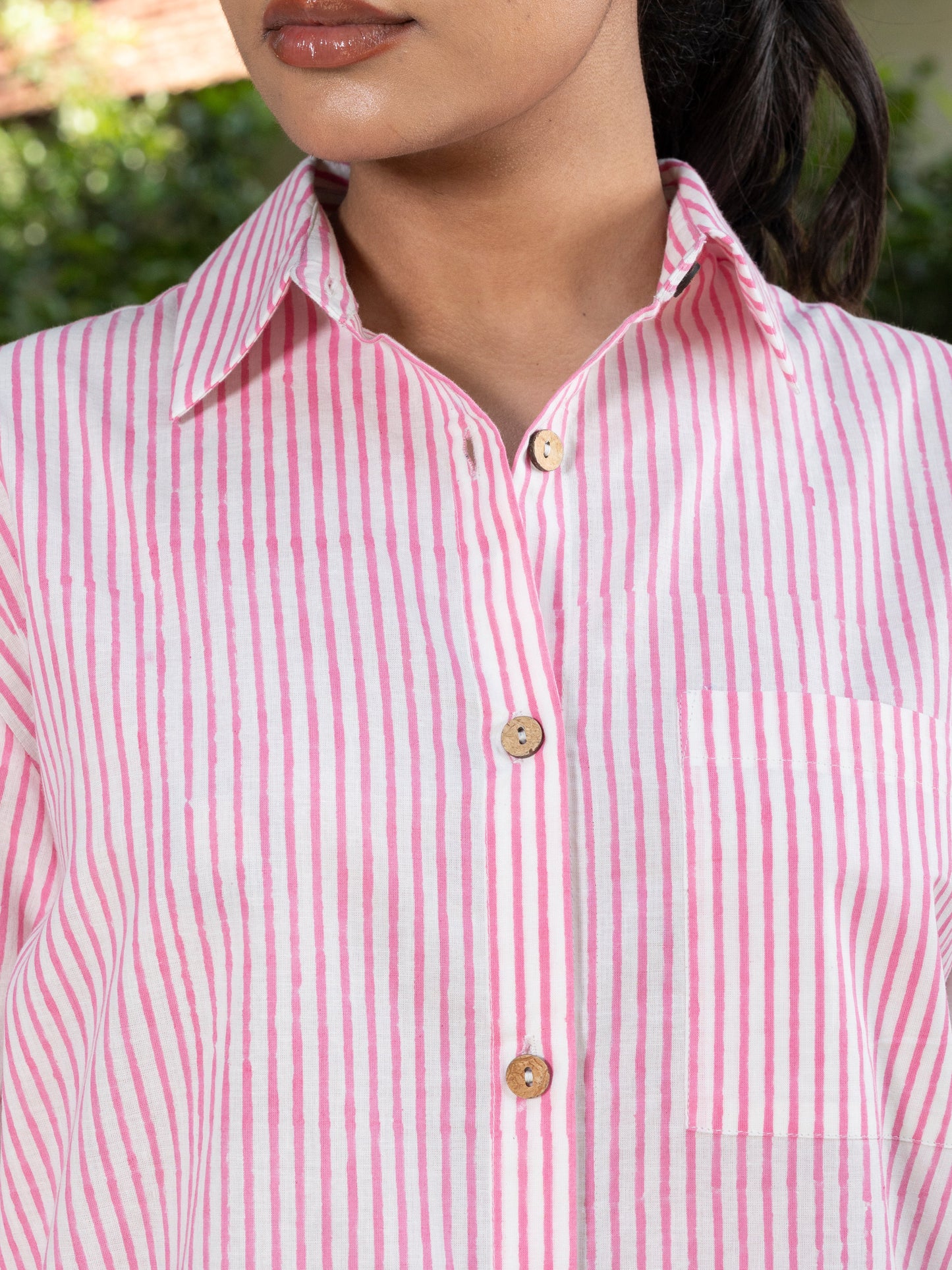 Pink Handblock Printed Cotton Shirt