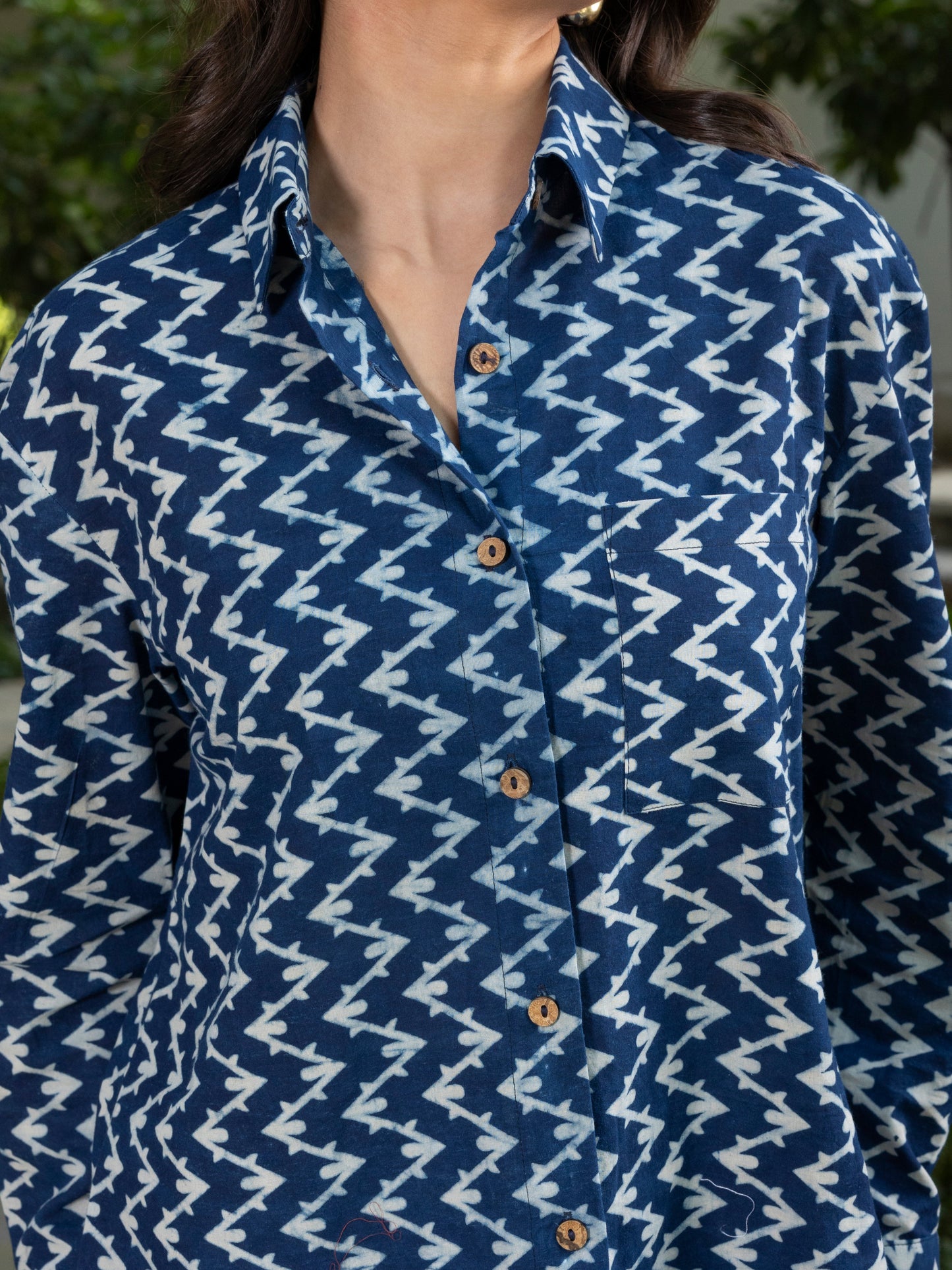 Indigo Blue Handblock Printed Cotton Shirt