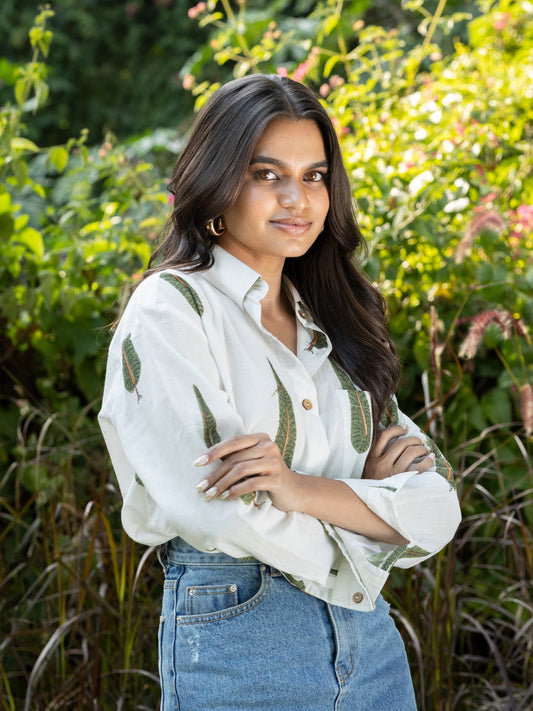 White Handblock Printed Cotton Shirt