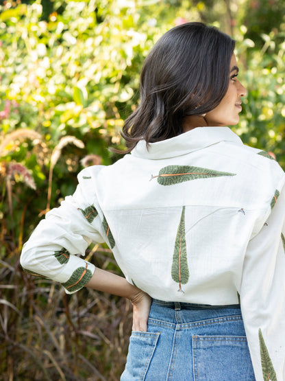 White Handblock Printed Cotton Shirt