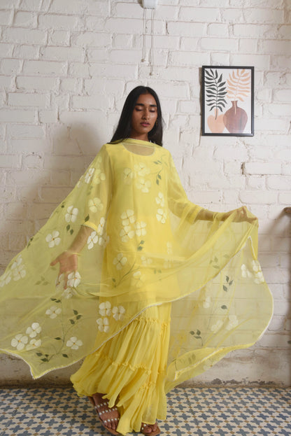 Dogwood Sharara Set in Yellow
