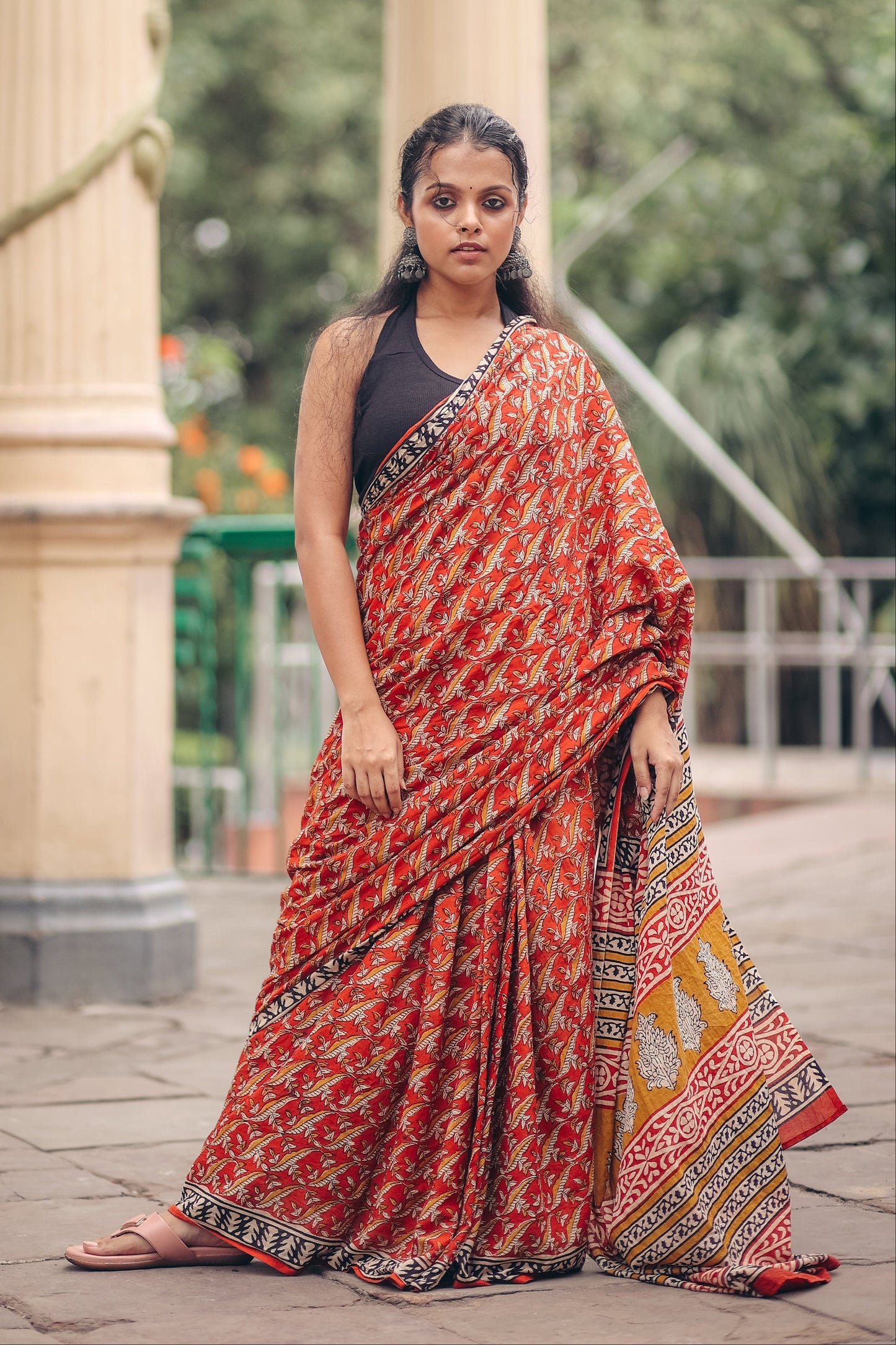 Gaurbandh Bagru Mul Cotton Saree