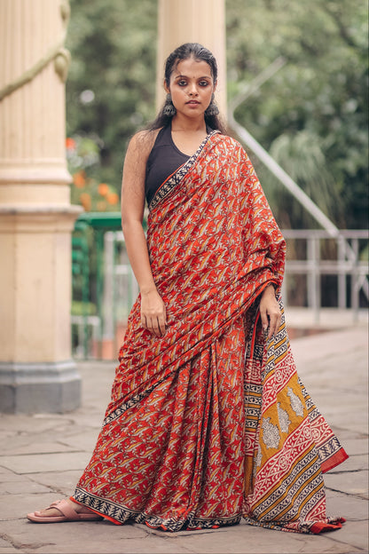 Gaurbandh Bagru Mul Cotton Saree