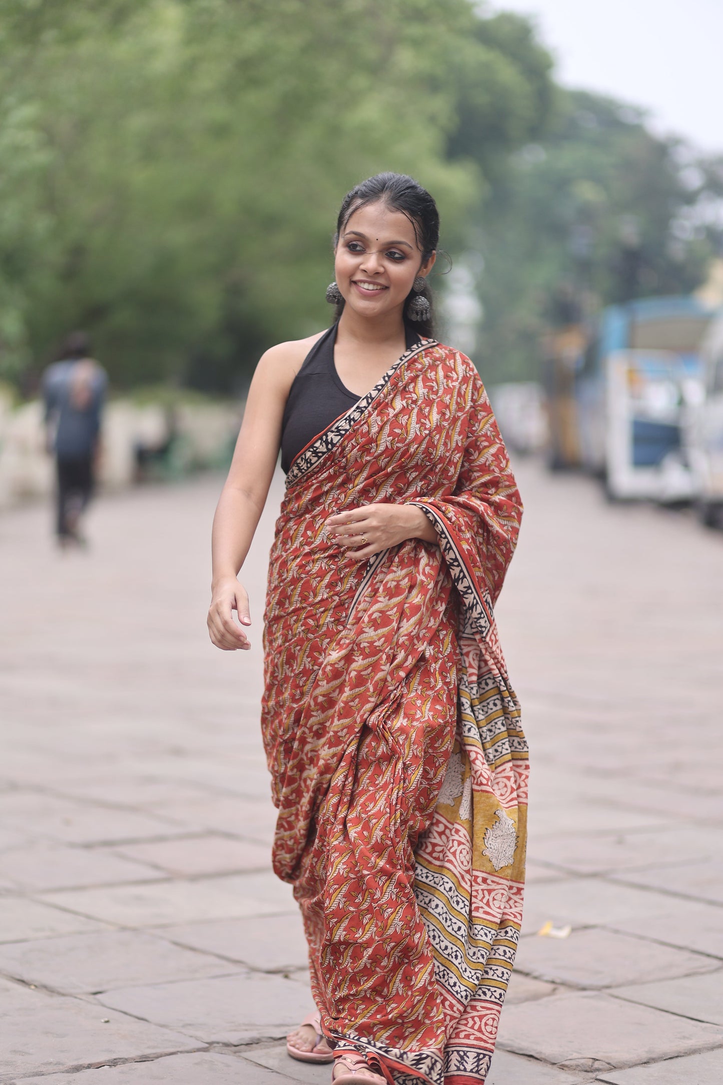 Gaurbandh Bagru Mul Cotton Saree