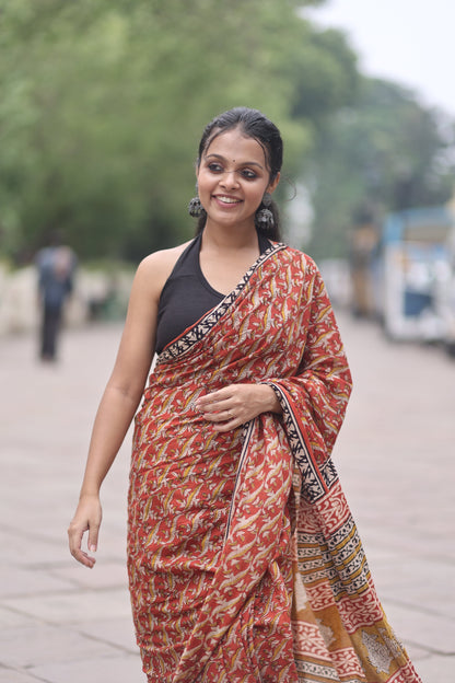 Gaurbandh Bagru Mul Cotton Saree