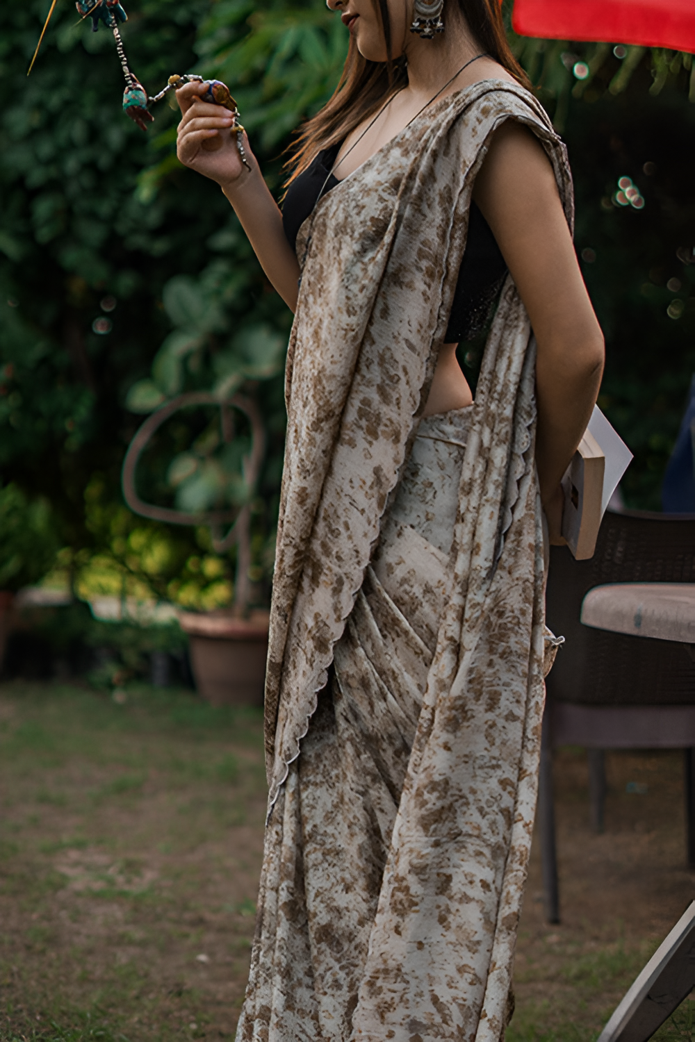 Natural Flower Dyed Rose Habutai Silk Saree