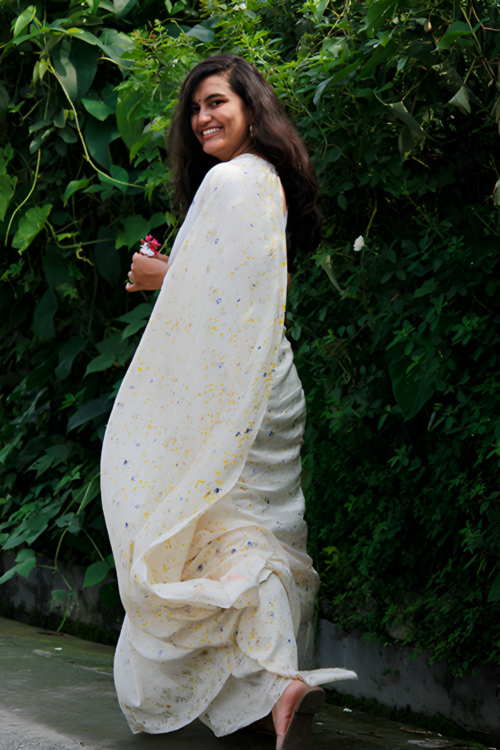 Natural Flower Dyed Saada Habutai Silk Saree