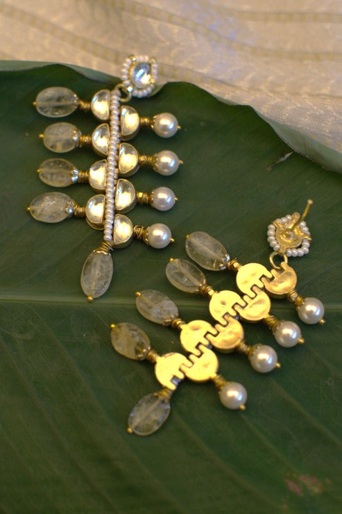 Shanpadi Polki Earrings in Citrine Yellow