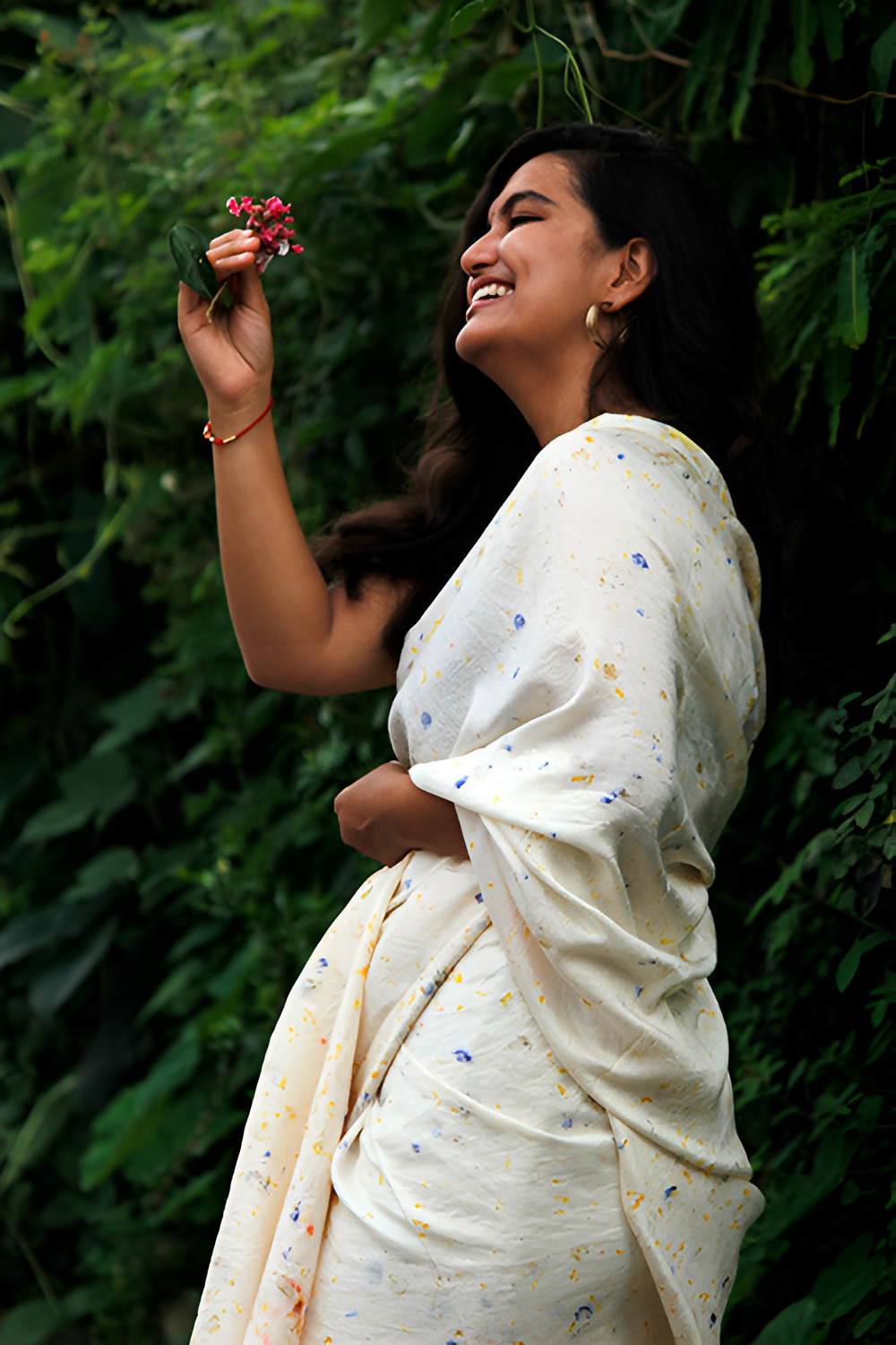 Natural Flower Dyed Saada Habutai Silk Saree