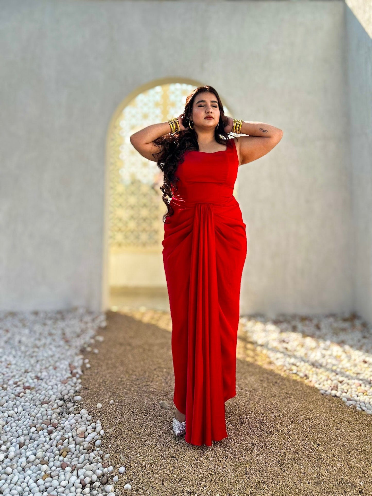 Scarlet Inferno Corset and Draped Skirt Set