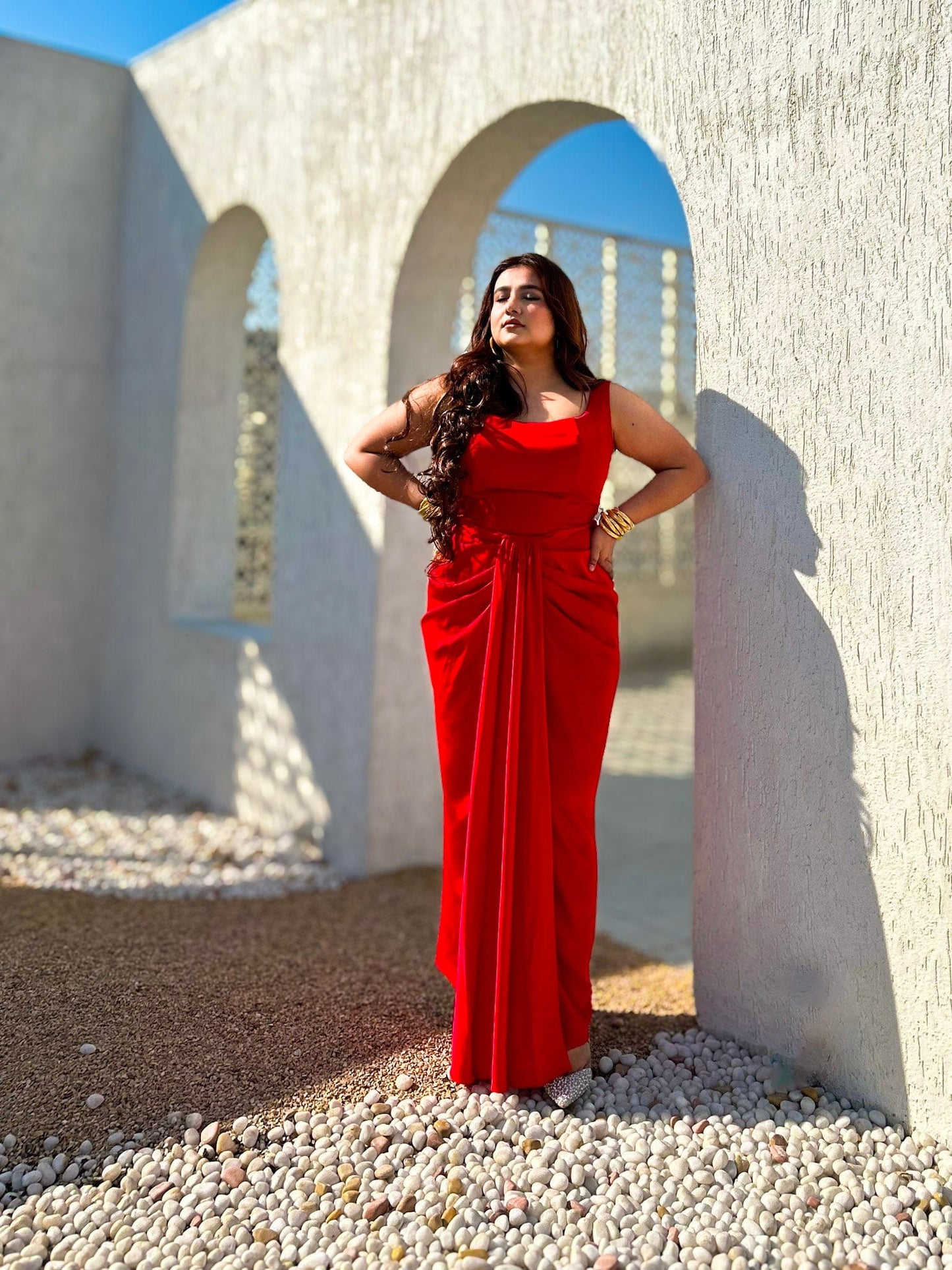 Scarlet Inferno Corset and Draped Skirt Set