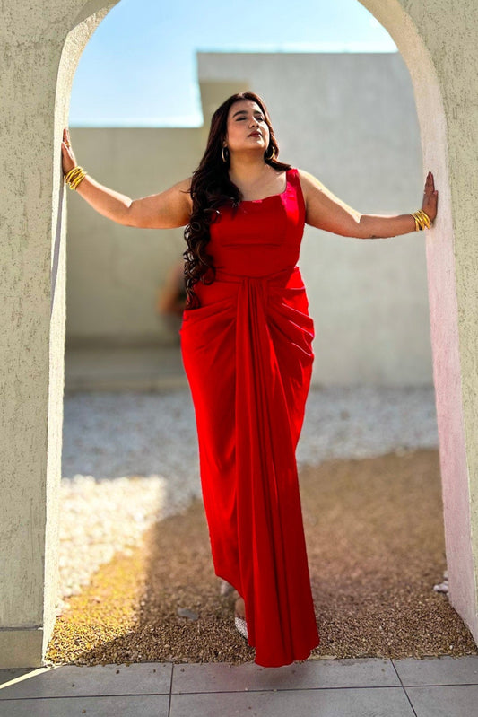 Scarlet Inferno Corset and Draped Skirt Set