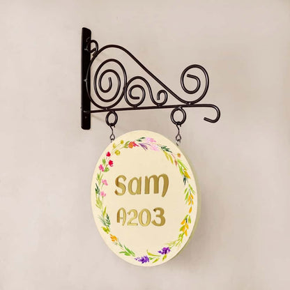 Ivory Aura Minimal Handpainted Hanging Nameplate