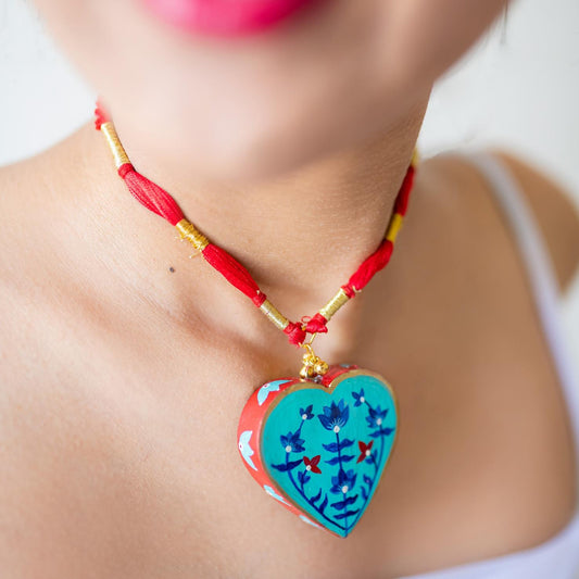 3D Brass Handpainted Heart Pendant