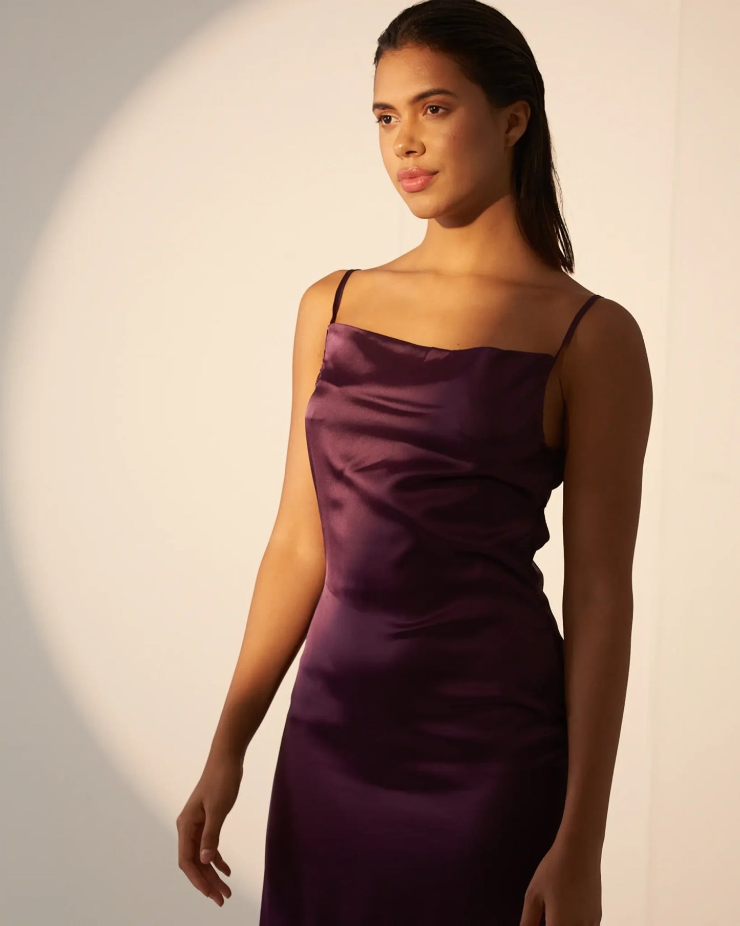 Evarlasting Love - Violet Satin Cowl Neck Slip Dress