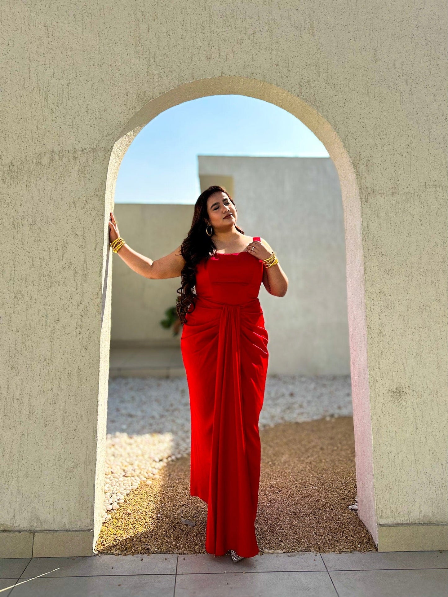 Scarlet Inferno Corset and Draped Skirt Set