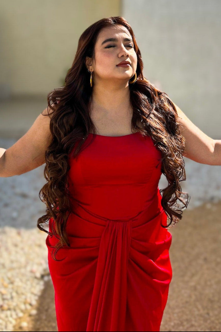 Scarlet Inferno Corset and Draped Skirt Set