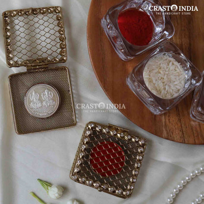 Handcrafted Jaali Coin Box With Velvet Pack of 6