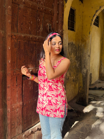 Mohini Cotton Short Kurti with Scarf