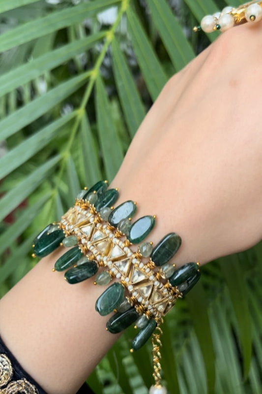 Emerald Green Onyx Asymmetrical Bracelet