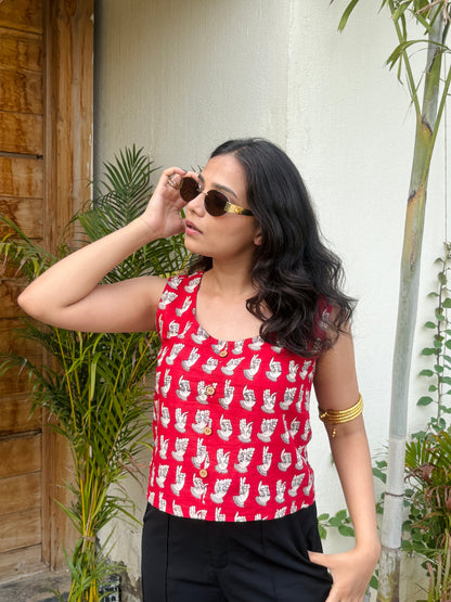 Angaar Printed Cotton Crop Shirt