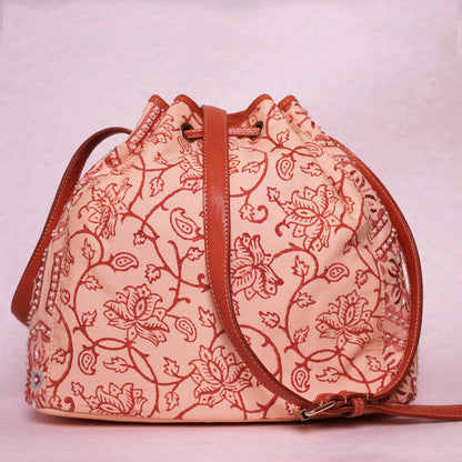 Artisan-Crafted Embroidered Drawstring Bag