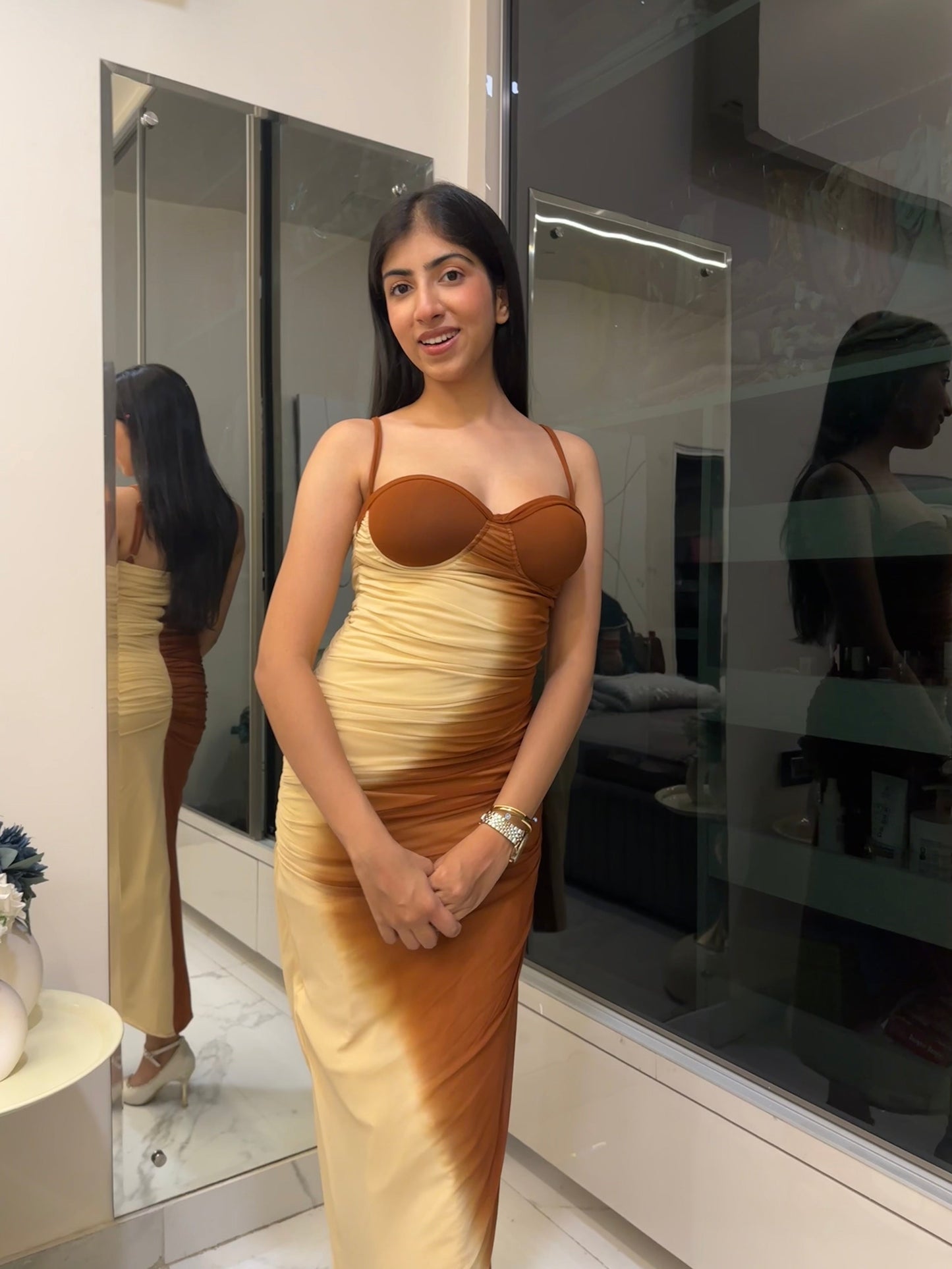 Brown Ombre Lycra Dress