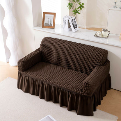 Stretchable Turkish Sofa Cover with Bubble Fabric & Frill