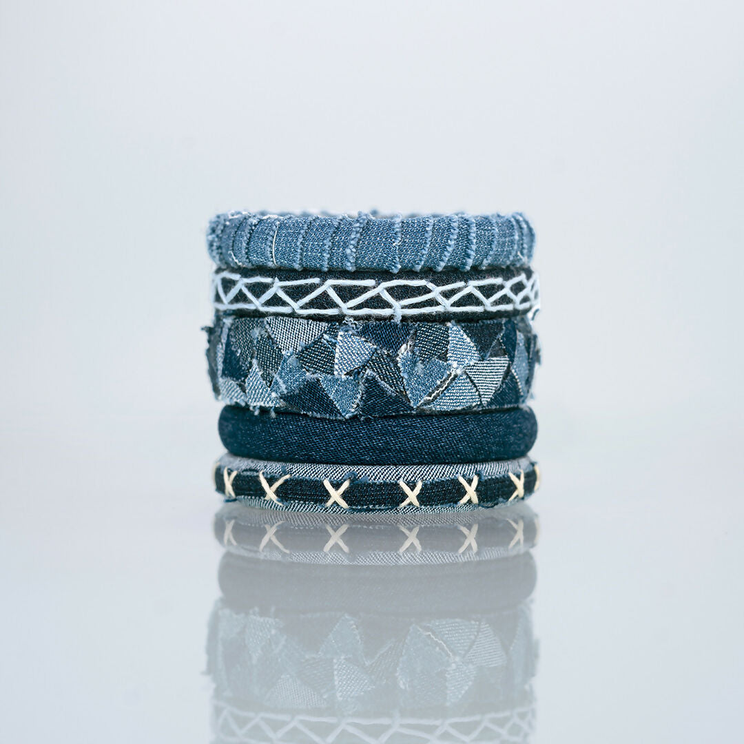 Shadowy Denim Bangle Set