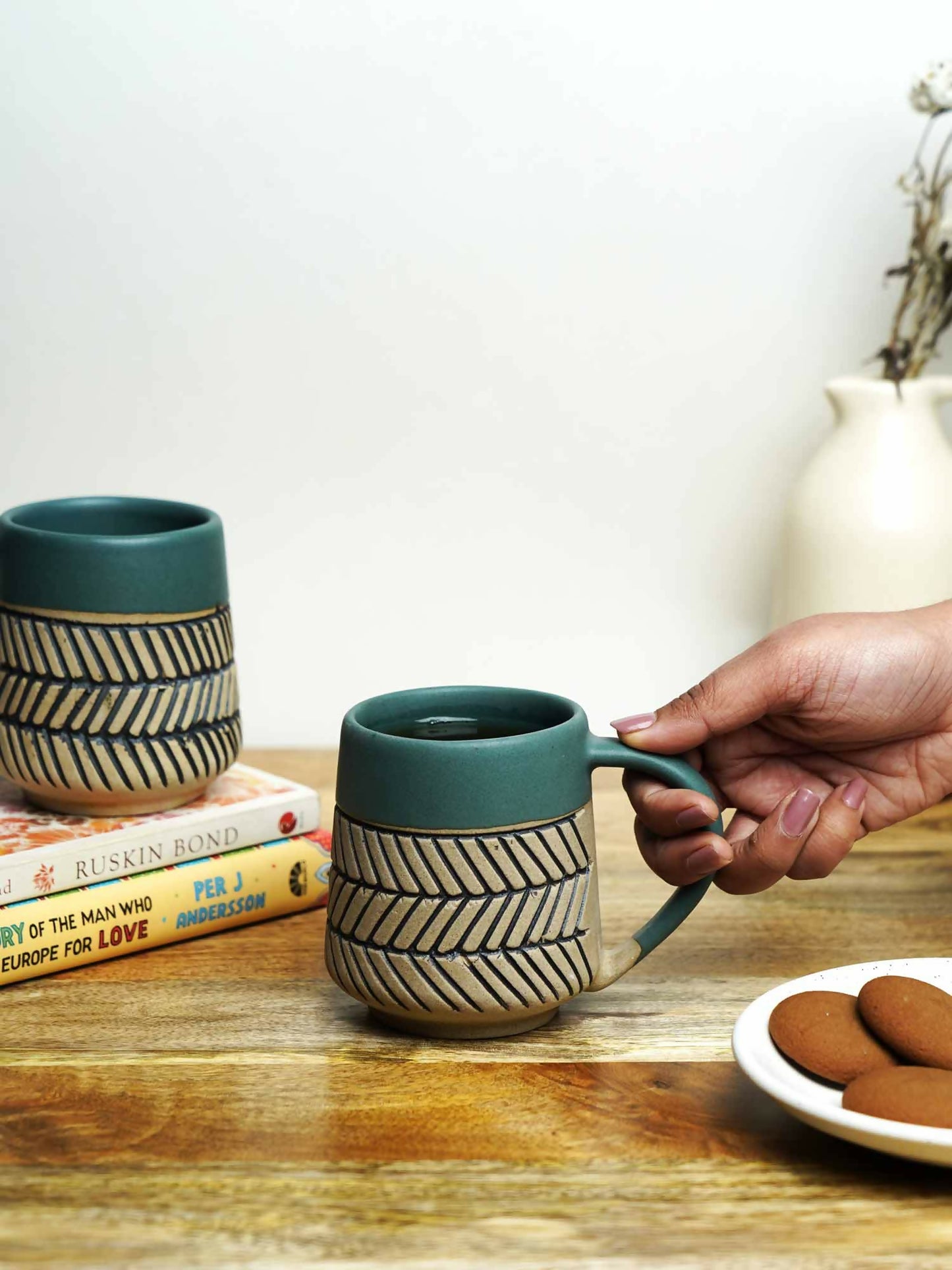 Earthy Matte Chevron Mug- Set of 2