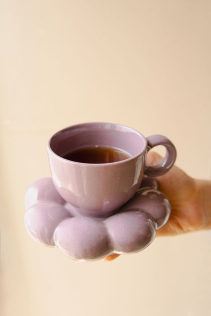 Purple Bubble Mug and Saucer Set