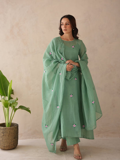 Elira Mint Green Embroidered Doria Suit Set