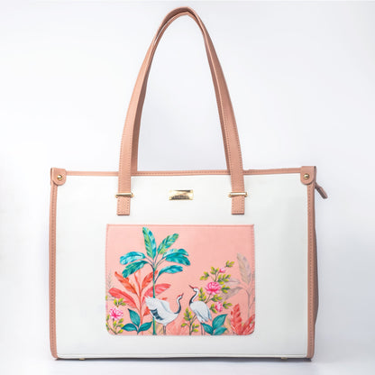 Peachy Crane Paradise Box Tote bag