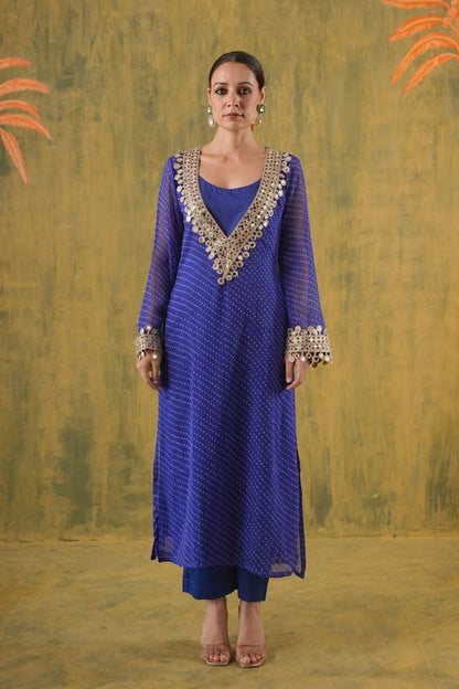 Rani Meher Blue Mirror Suit Set