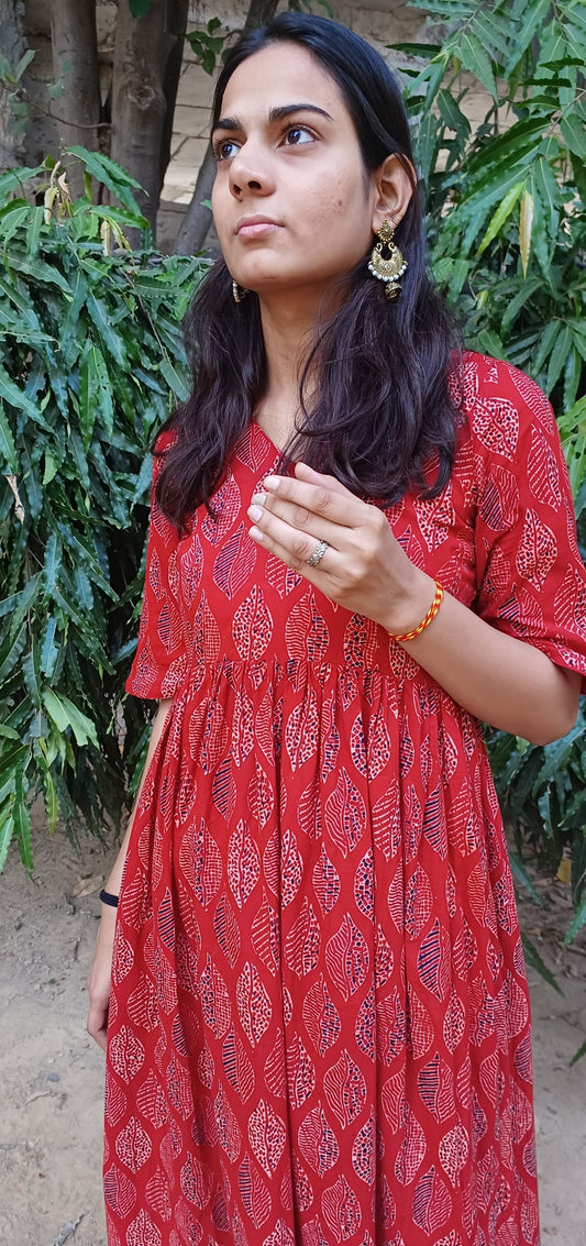 Ajrakh Flare A-Line Long Kurta