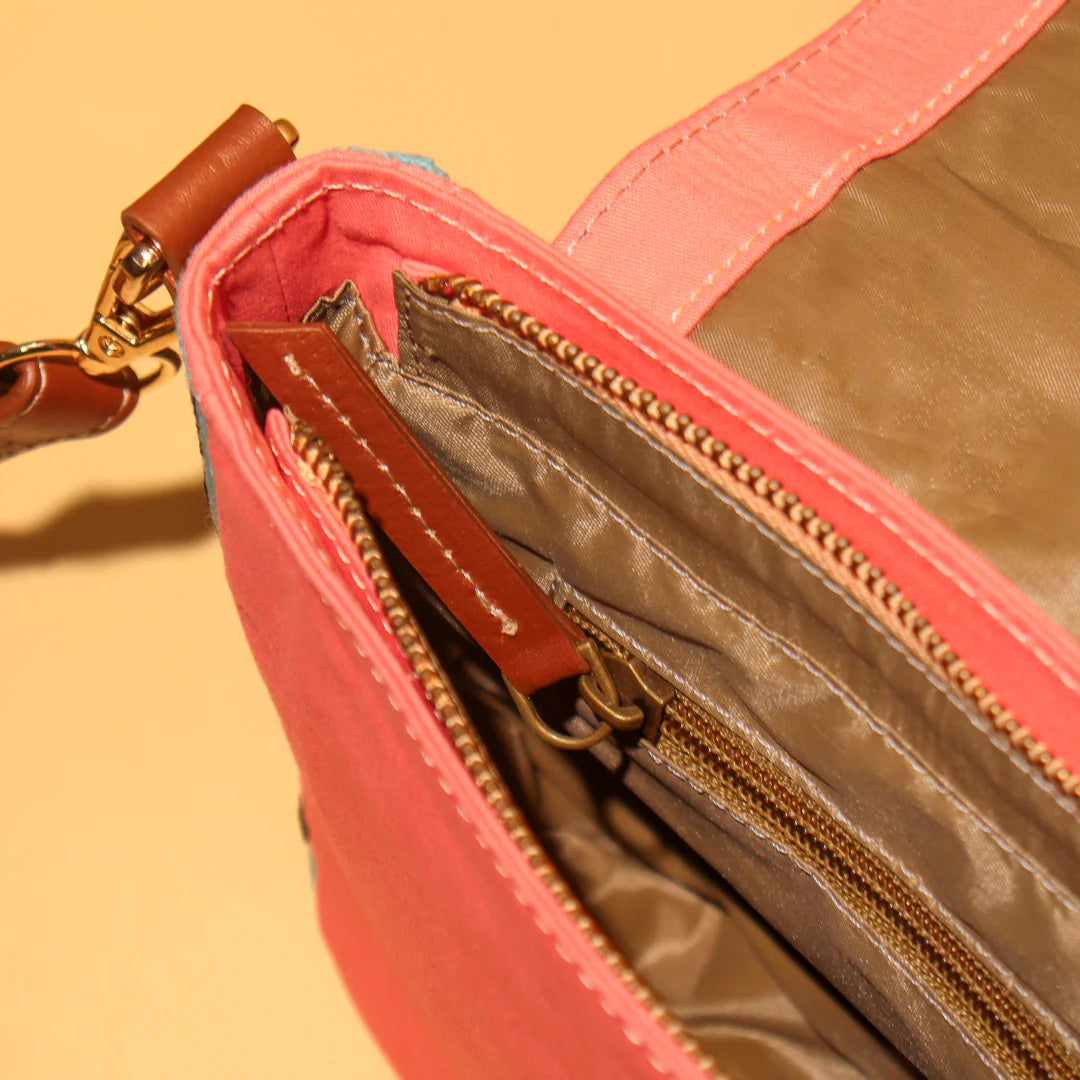 Peach Flap Cross-body Bag