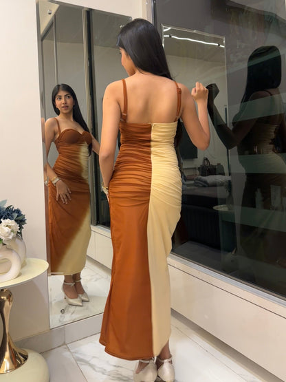 Brown Ombre Lycra Dress