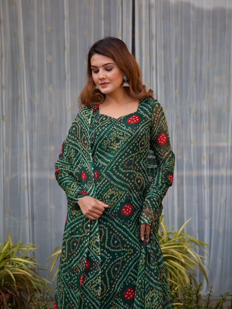 Kia Bandhani Chiffon Kurta Set