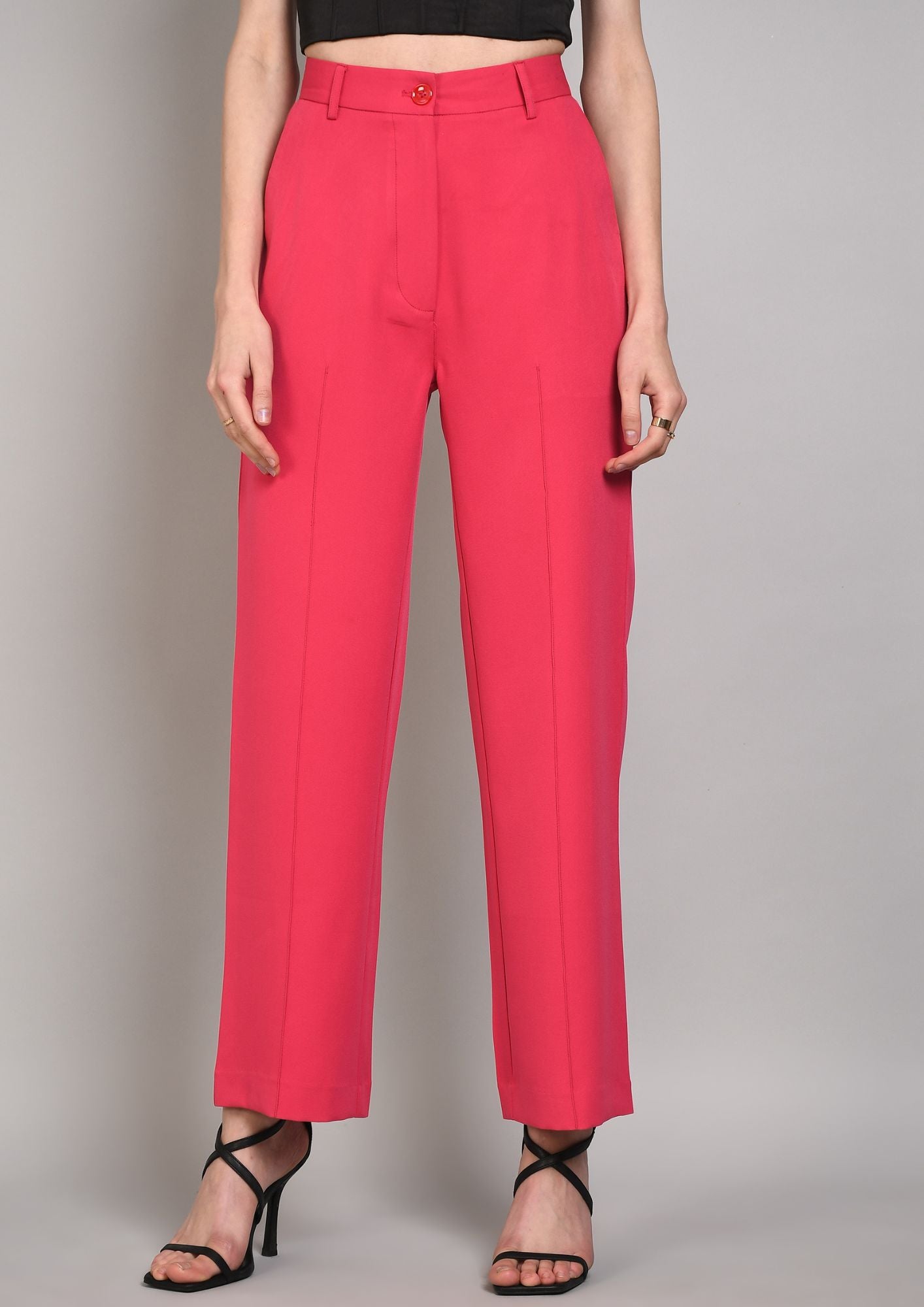 High Waist Straight Trousers